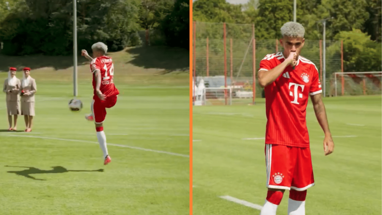Vea el impresionante reto de control y puntería que ganó Luis Díaz en el Bayern