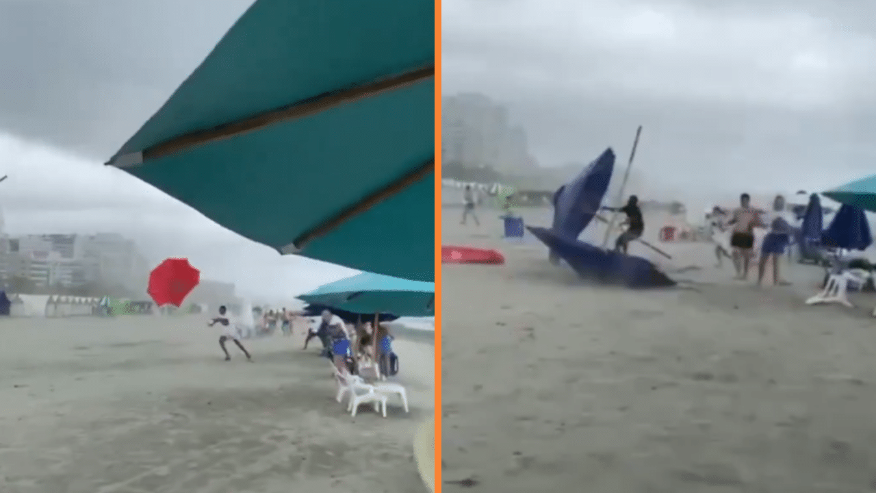 Volaron carpas y sombrillas video del impresionante vendaval que azotó playas de Cartagena este sábado