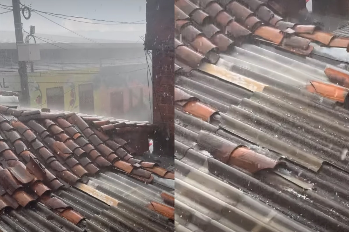Fuerte aguacero y granizo en Itagüí