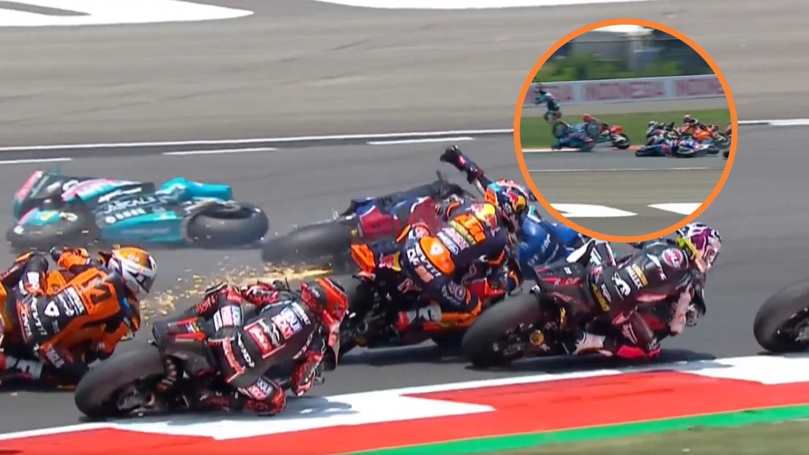 Aparatoso accidente del colombiano David Alonso en Moto2 el parte médico no es alentador