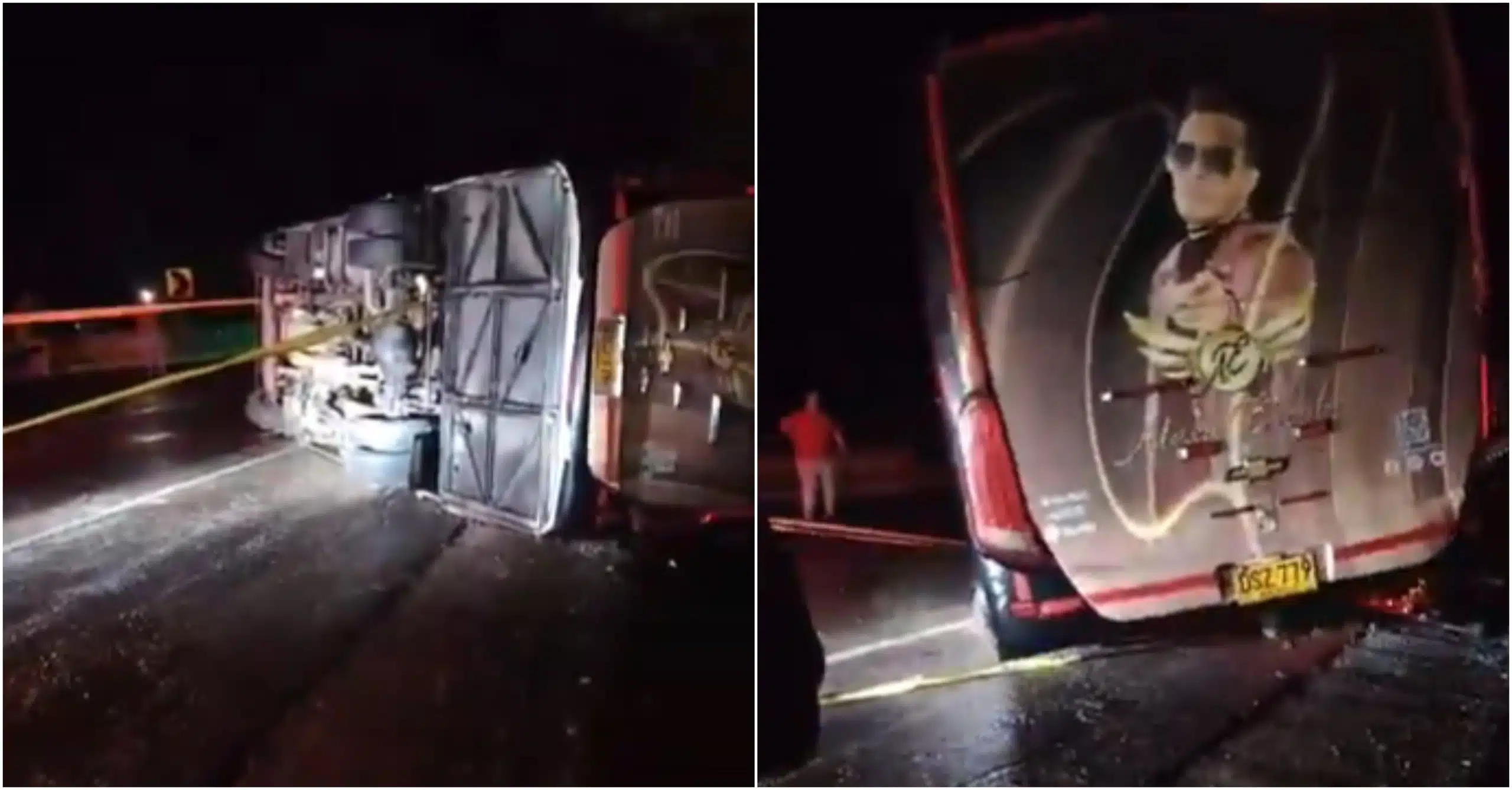 Artista de música popular se accidentó en carretera y así quedó su bus