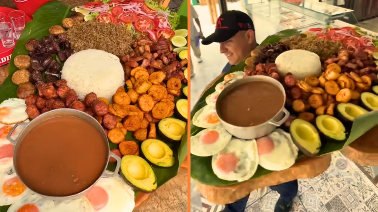 Esta es la bandeja paisa más grande del mundo ¿se le mide a probarla?