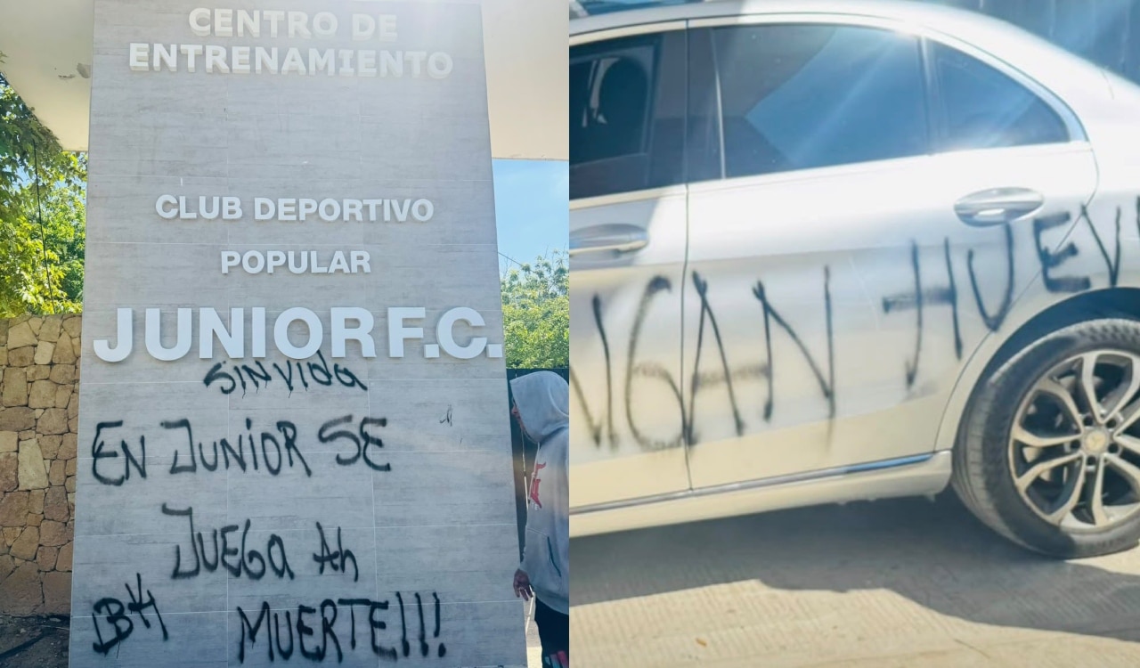 Hinchas “furiosos” vandalizan vehículos y fachada del Junior tras empate con Pereira