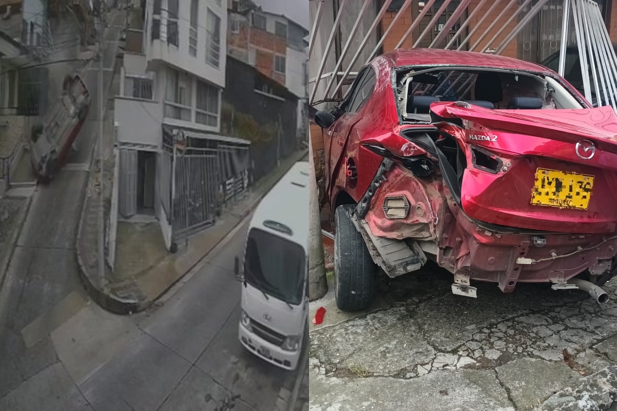 Impactante video: carro baja sin control por una loma en Manizales